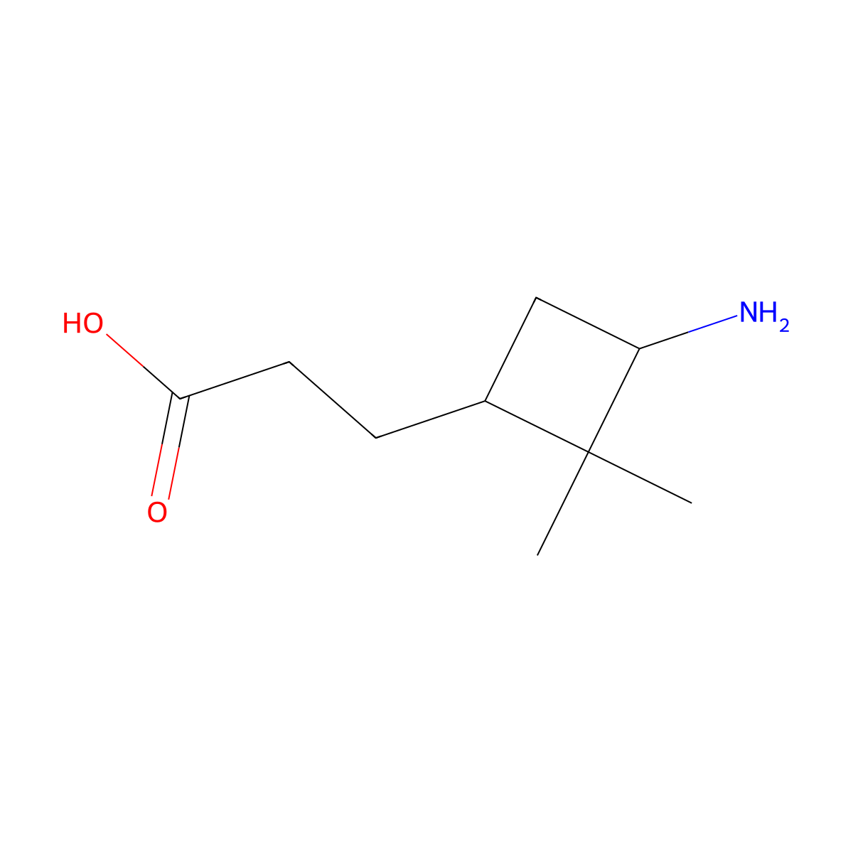 rac-3-[(1R,3S)-3-amino-2,2-dimethylcyclobutyl]propanoic acid molecular structure, CAS 1955474-14-2