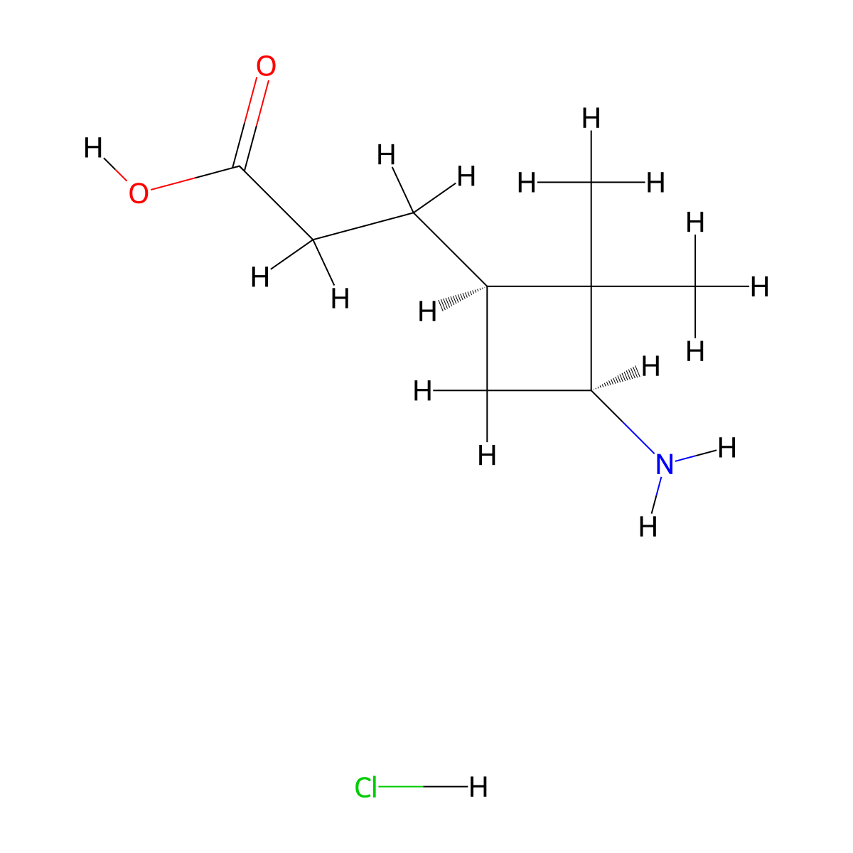 3-[(1R,3S)-3-amino-2,2-dimethylcyclobutyl]propanoic acid hydrochloride molecular structure, CAS 1955474-15-3