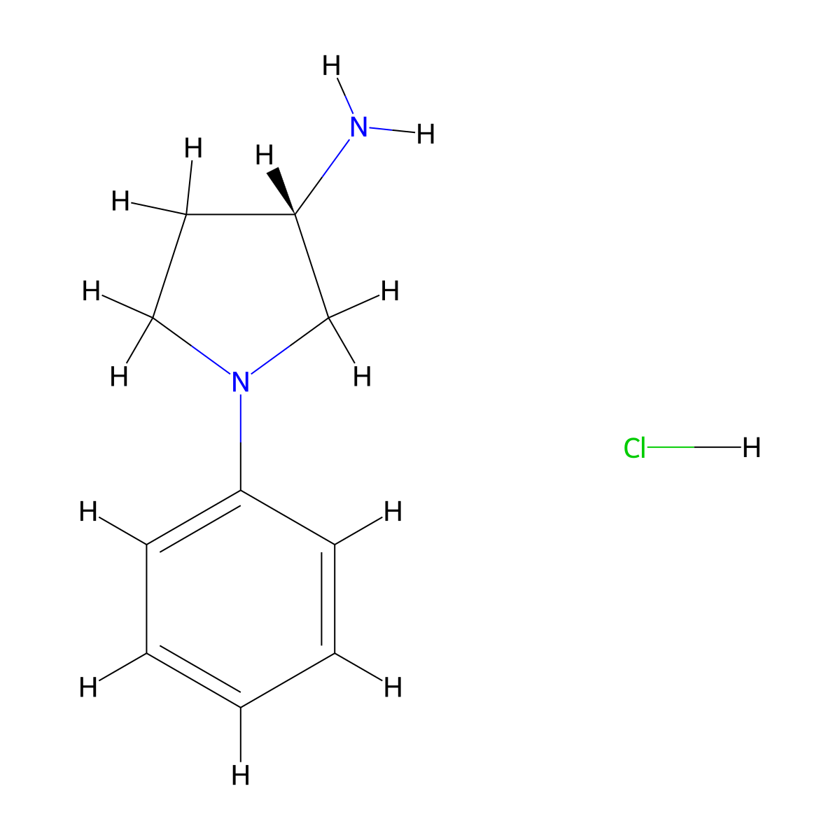 (S)-1-Phenylpyrrolidin-3-amine hydrochloride molecular structure, CAS 1955474-17-5