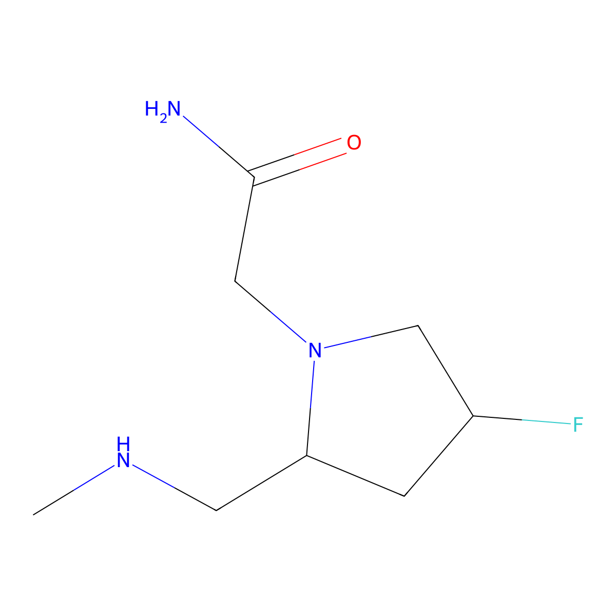 2-[(2S,4S)-4-Fluoro-2-[(methylamino)methyl]pyrrolidin-1-yl]acetamide molecular structure, CAS 1955474-21-1