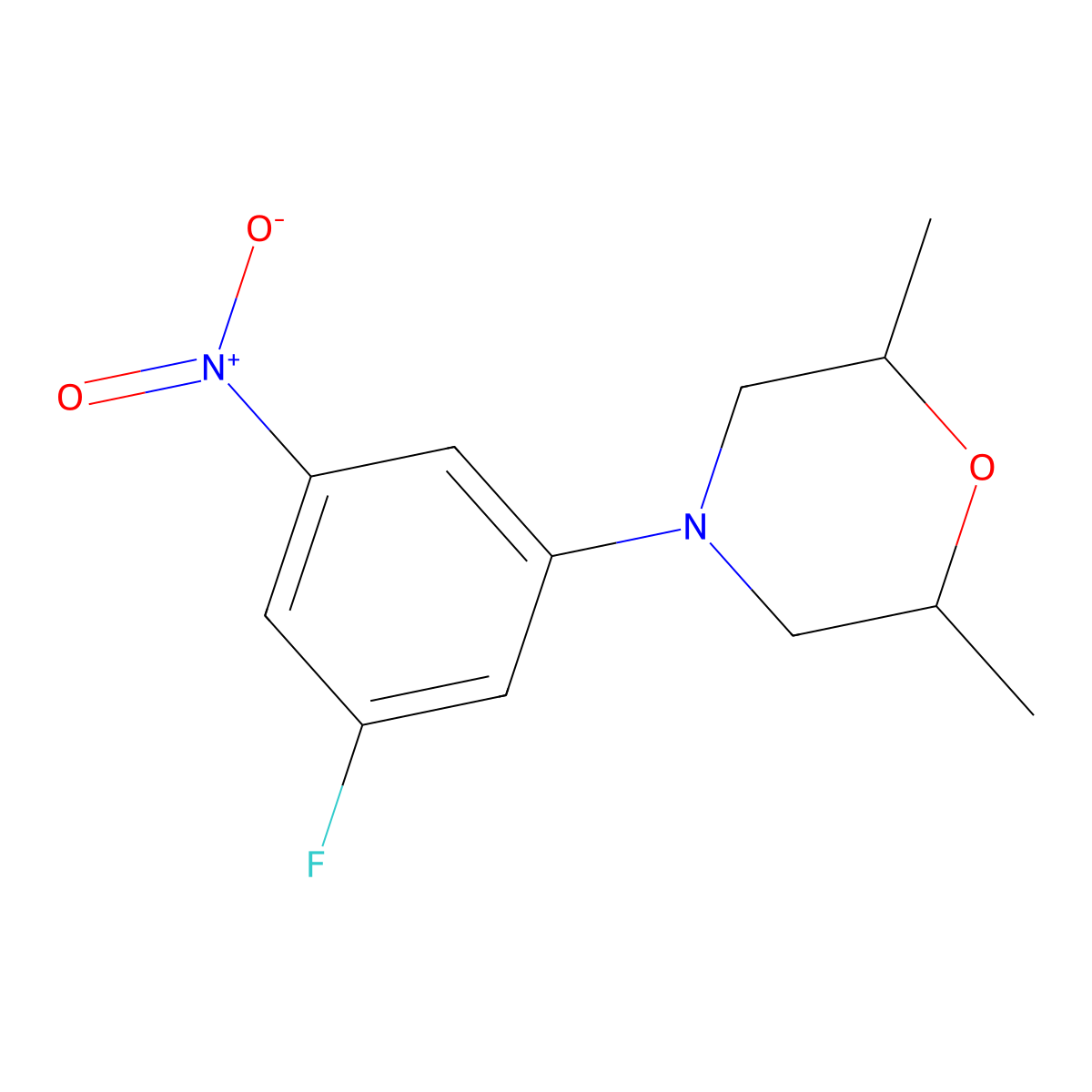 (2R,6S)-4-(3-fluoro-5-nitrophenyl)-2,6-dimethylmorpholine molecular structure, CAS 1955474-28-8