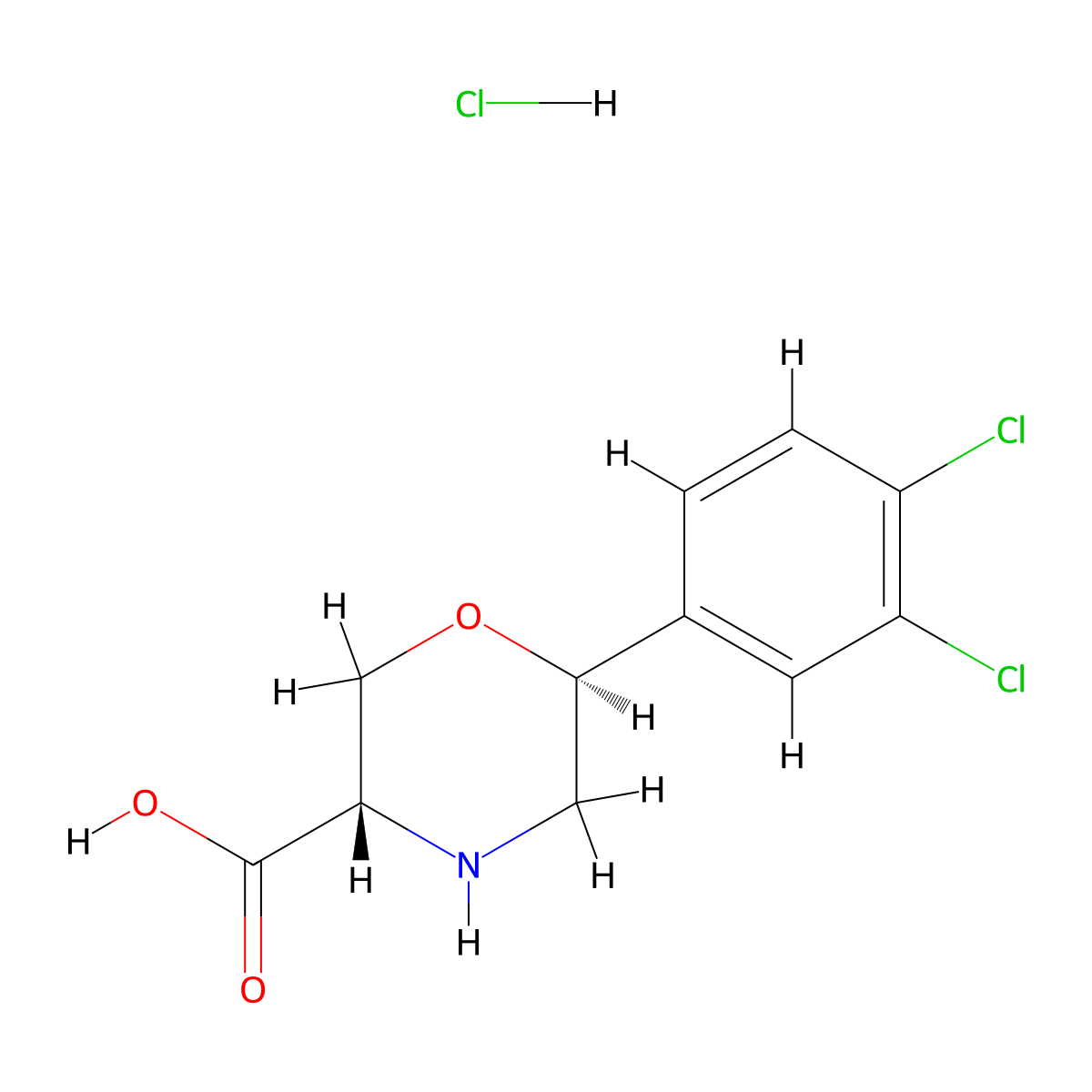 (3S,6S)-6-(3,4-dichlorophenyl)morpholine-3-carboxylic acid hydrochloride molecular structure, CAS 1955474-31-3