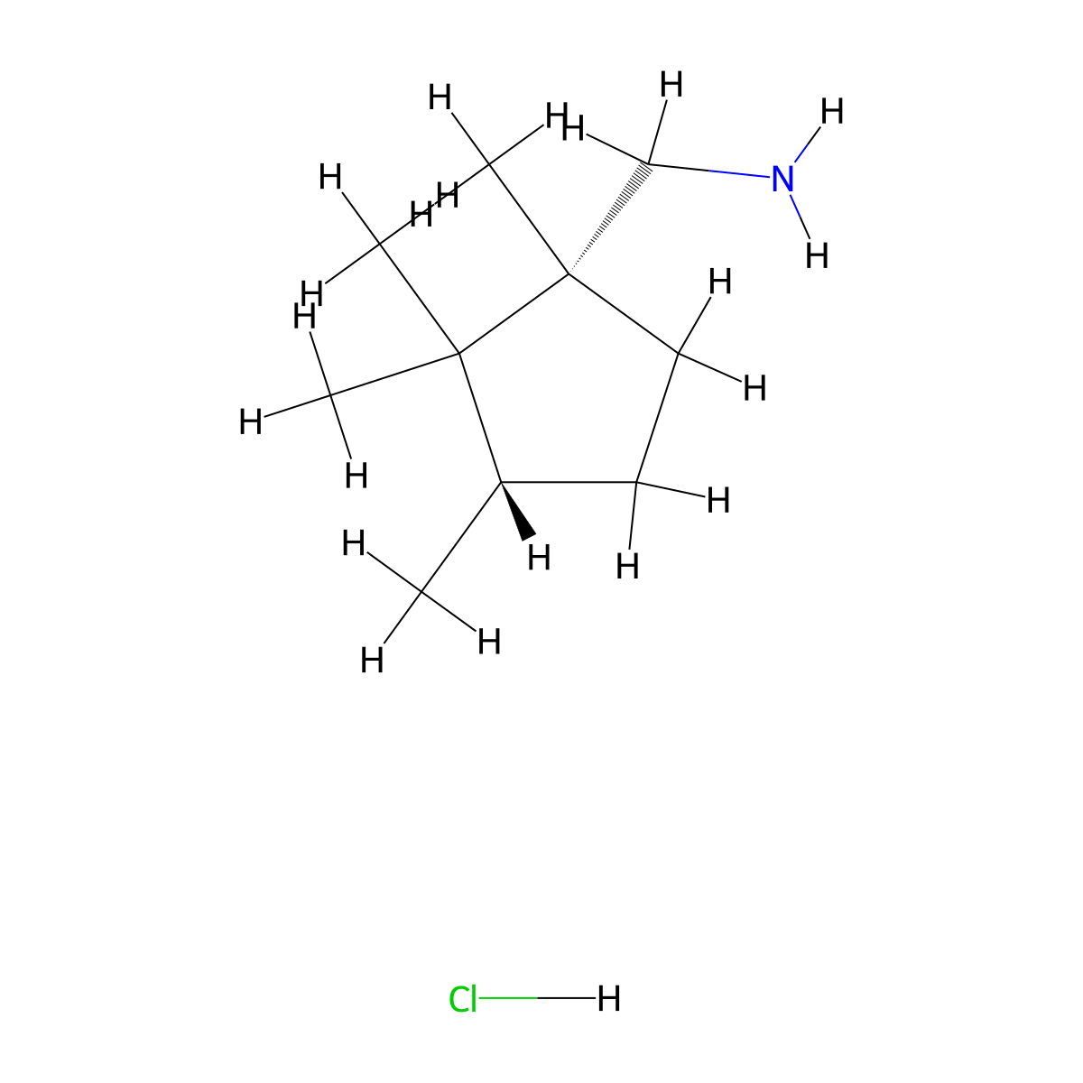 [(1R,3S)-1,2,2,3-tetramethylcyclopentyl]methanamine hydrochloride molecular structure, CAS 1955474-32-4