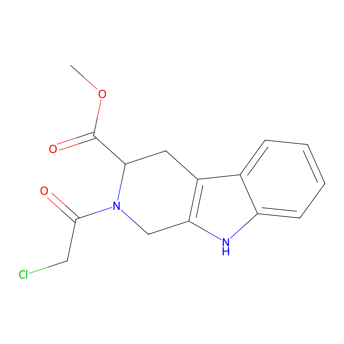methyl (3S)-2-(2-chloroacetyl)-1H,2H,3H,4H,9H-pyrido[3,4-b]indole-3-carboxylate molecular structure, CAS 1955474-41-5