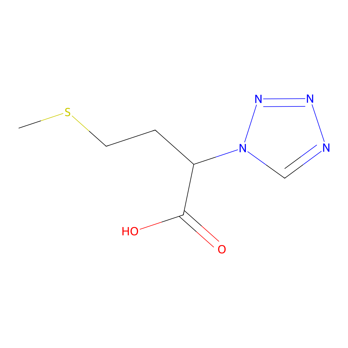 (2S)-4-methylsulfanyl-2-(tetrazol-1-yl)butanoic acid molecular structure, CAS 1955474-85-7