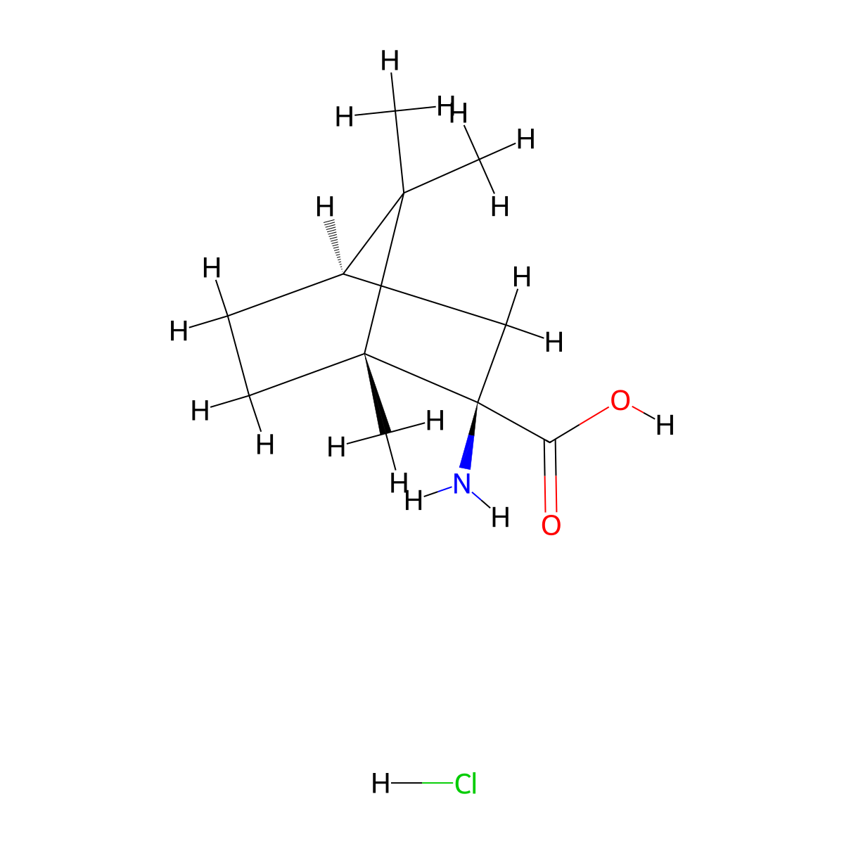 (1R,2R,4R)-2-amino-1,7,7-trimethylbicyclo[2.2.1]heptane-2-carboxylic acid hydrochloride molecular structure, CAS 1955474-97-1