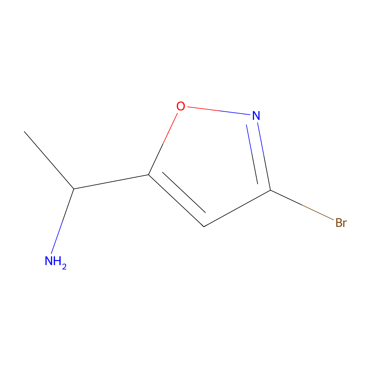 (1R)-1-(3-bromo-1,2-oxazol-5-yl)ethan-1-amine molecular structure, CAS 1955475-00-9