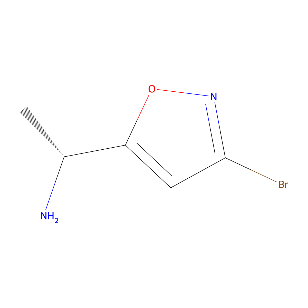 (1R)-1-(3-bromo-1,2-oxazol-5-yl)ethan-1-amine molecular structure, CAS 1955475-00-9