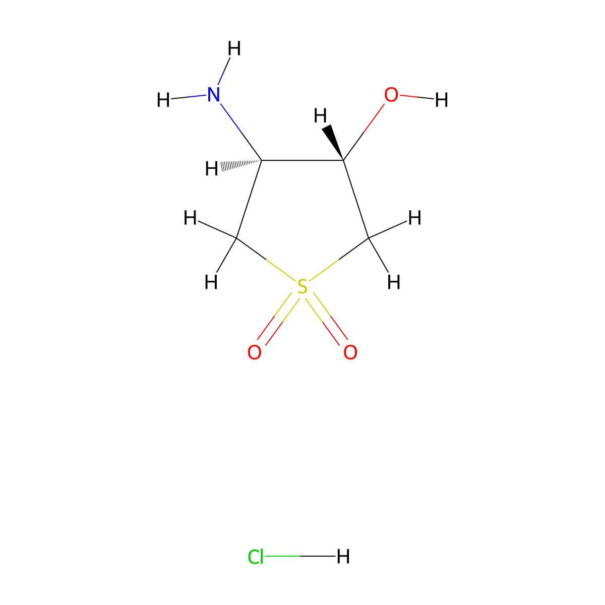 (3s,4s)-4-Amino-1,1-dioxo-tetrahydro-1lambda*6*-thiophen-3-ol hydrochloride molecular structure, CAS 1955475-04-3