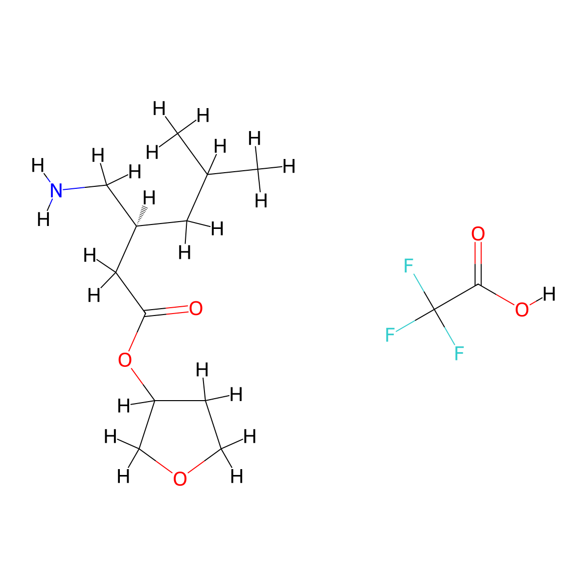 oxolan-3-yl (3S)-3-(aminomethyl)-5-methylhexanoate, trifluoroacetic acid molecular structure, CAS 1955485-27-4