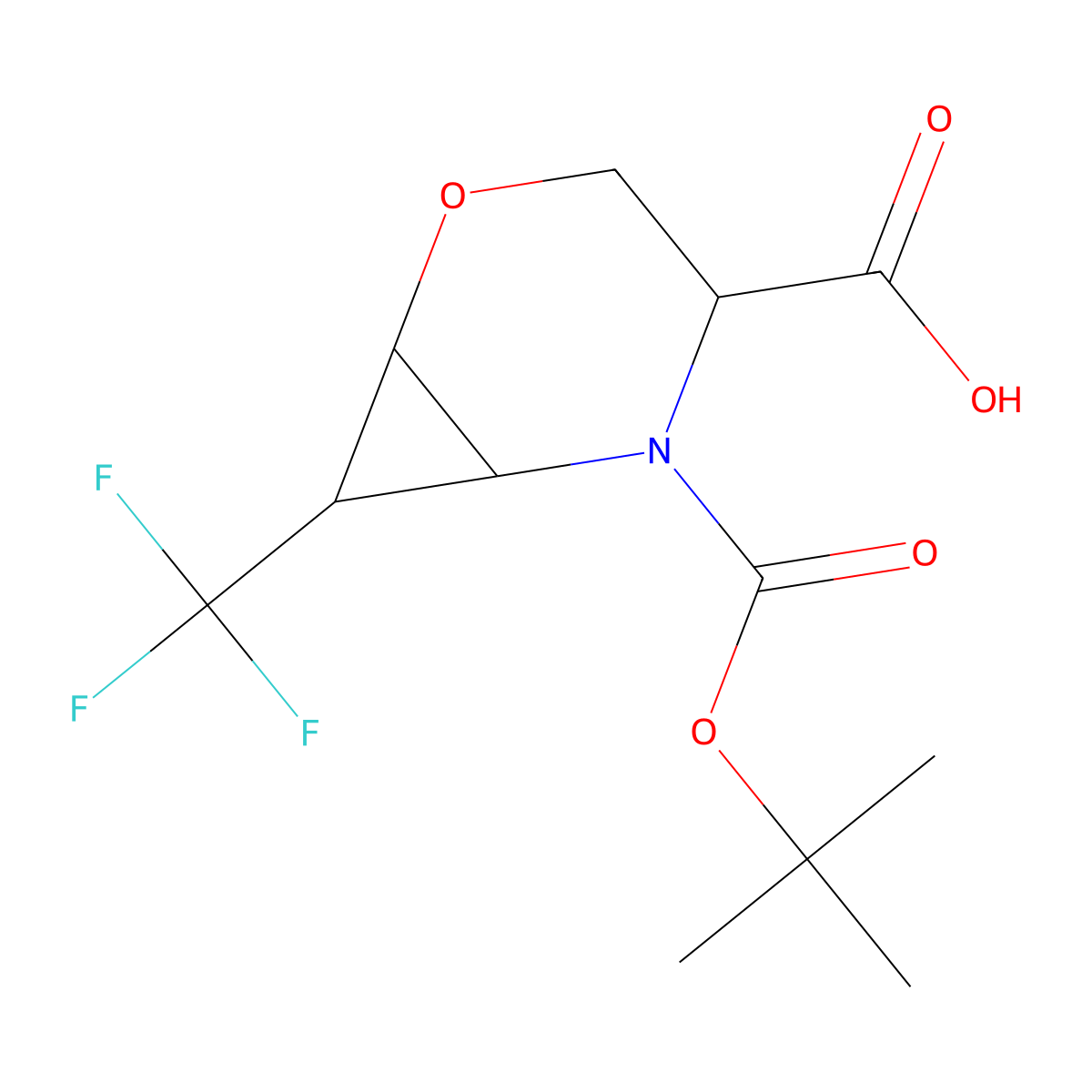 (1R,4S,6S)-5-[(tert-butoxy)carbonyl]-7-(trifluoromethyl)-2-oxa-5-azabicyclo[4.1.0]heptane-4-carboxylic acid molecular structure, CAS 1955485-41-2