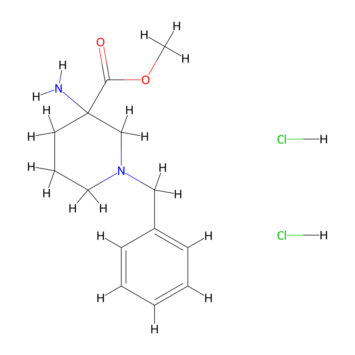 Methyl 3-amino-1-benzylpiperidine-3-carboxylate dihydrochloride molecular structure, CAS 1955492-35-9