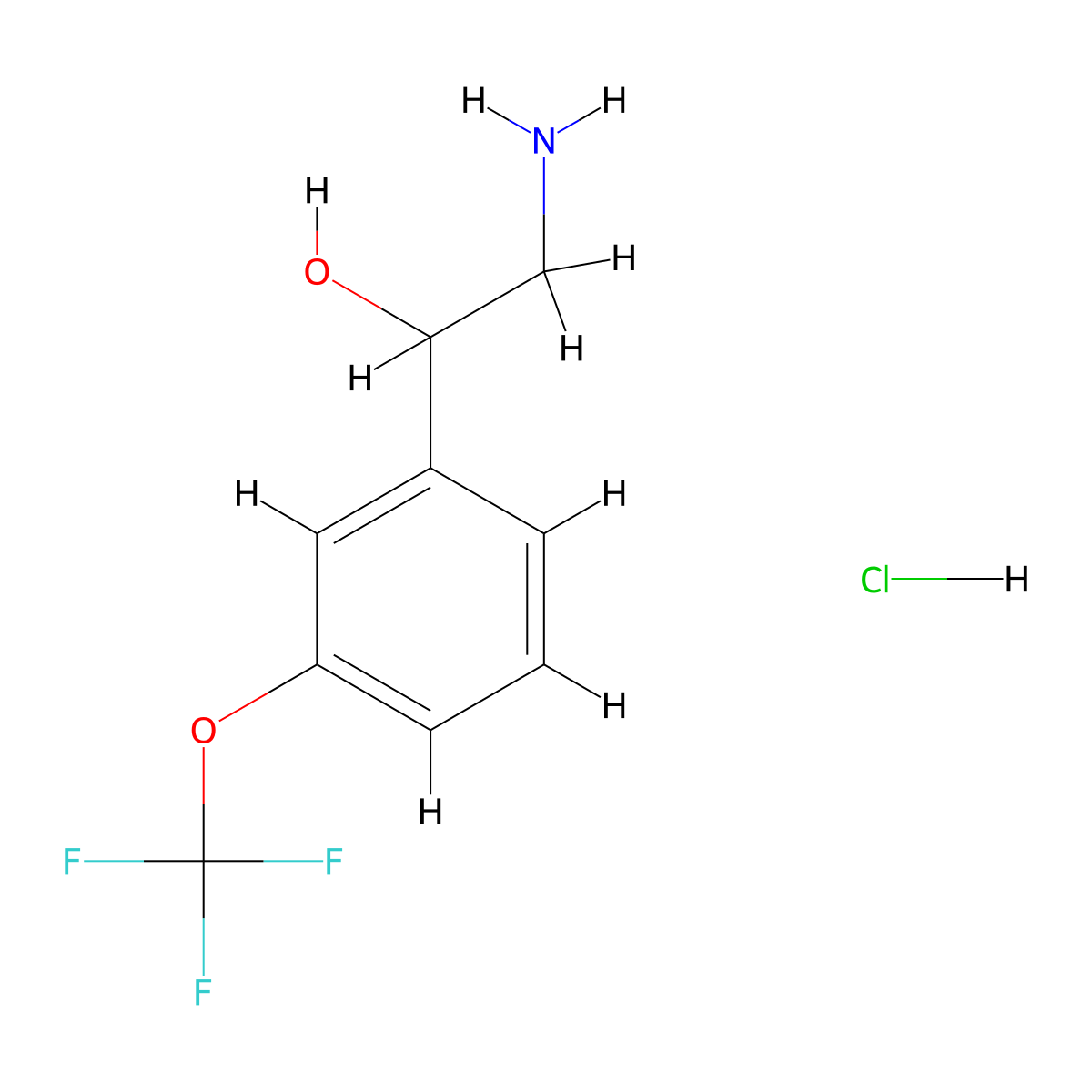 2-Amino-1-[3-(trifluoromethoxy)phenyl]ethan-1-ol hydrochloride molecular structure, CAS 1955492-36-0