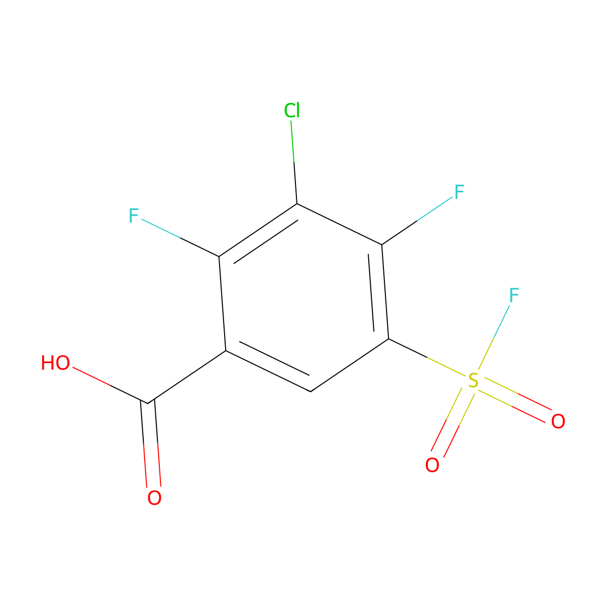 3-Chloro-2,4-difluoro-5-(fluorosulfonyl)benzoic acid molecular structure, CAS 1955492-53-1