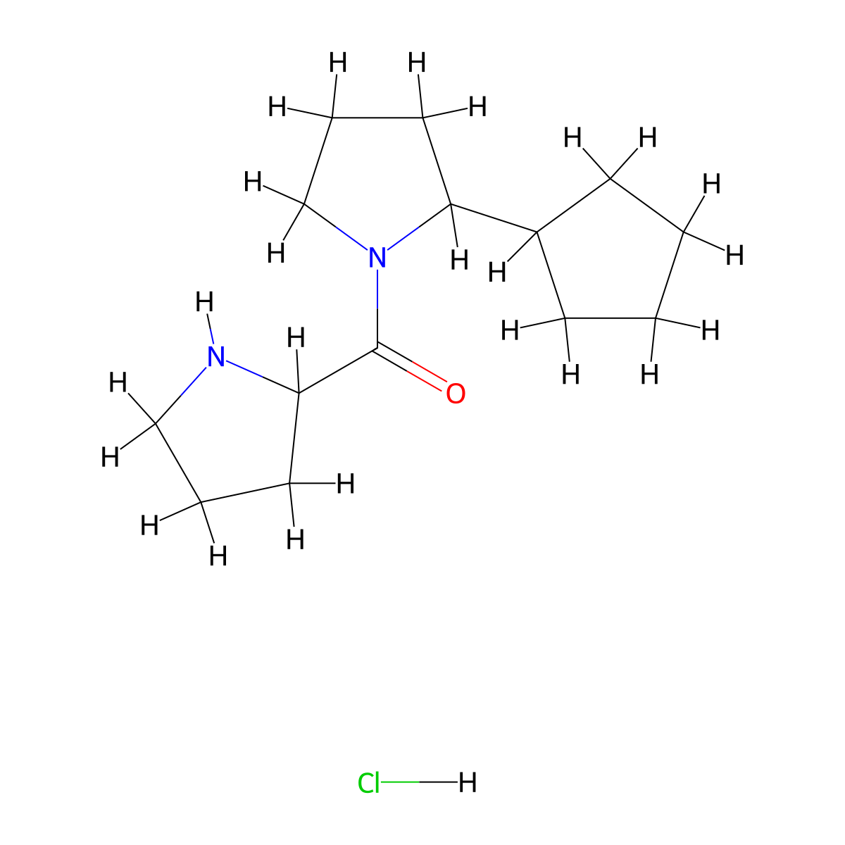 2-Cyclopentyl-1-(pyrrolidine-2-carbonyl)pyrrolidine hydrochloride molecular structure, CAS 1955492-60-0