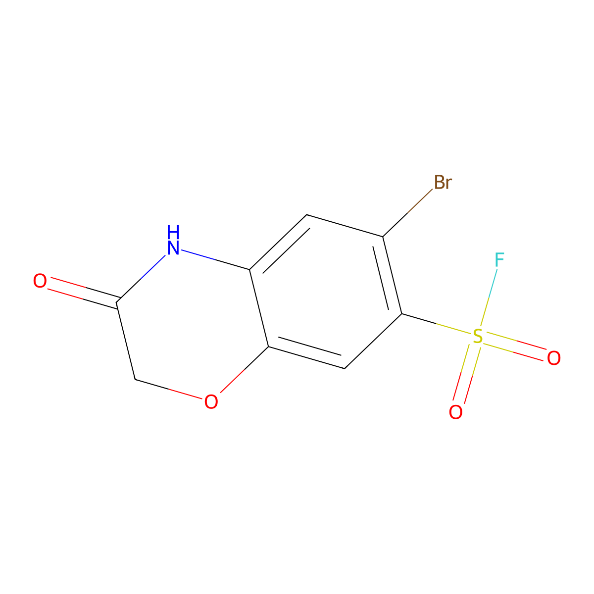 6-Bromo-3-oxo-3,4-dihydro-2H-1,4-benzoxazine-7-sulfonyl fluoride molecular structure, CAS 1955492-63-3