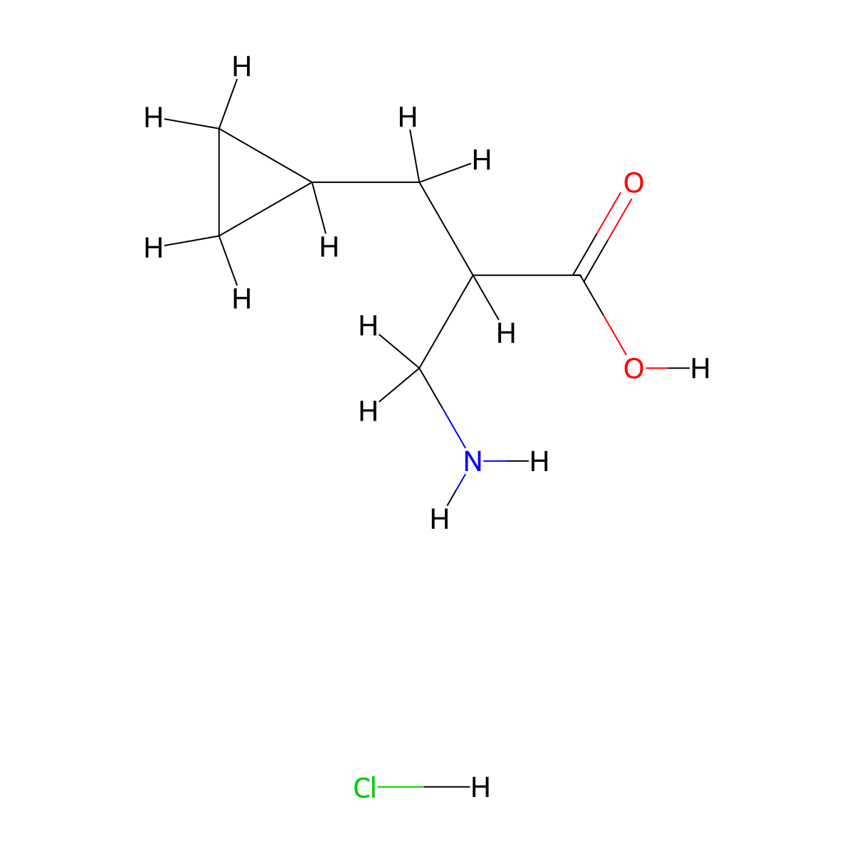 3-Amino-2-(cyclopropylmethyl)propanoic acid hydrochloride molecular structure, CAS 1955492-76-8