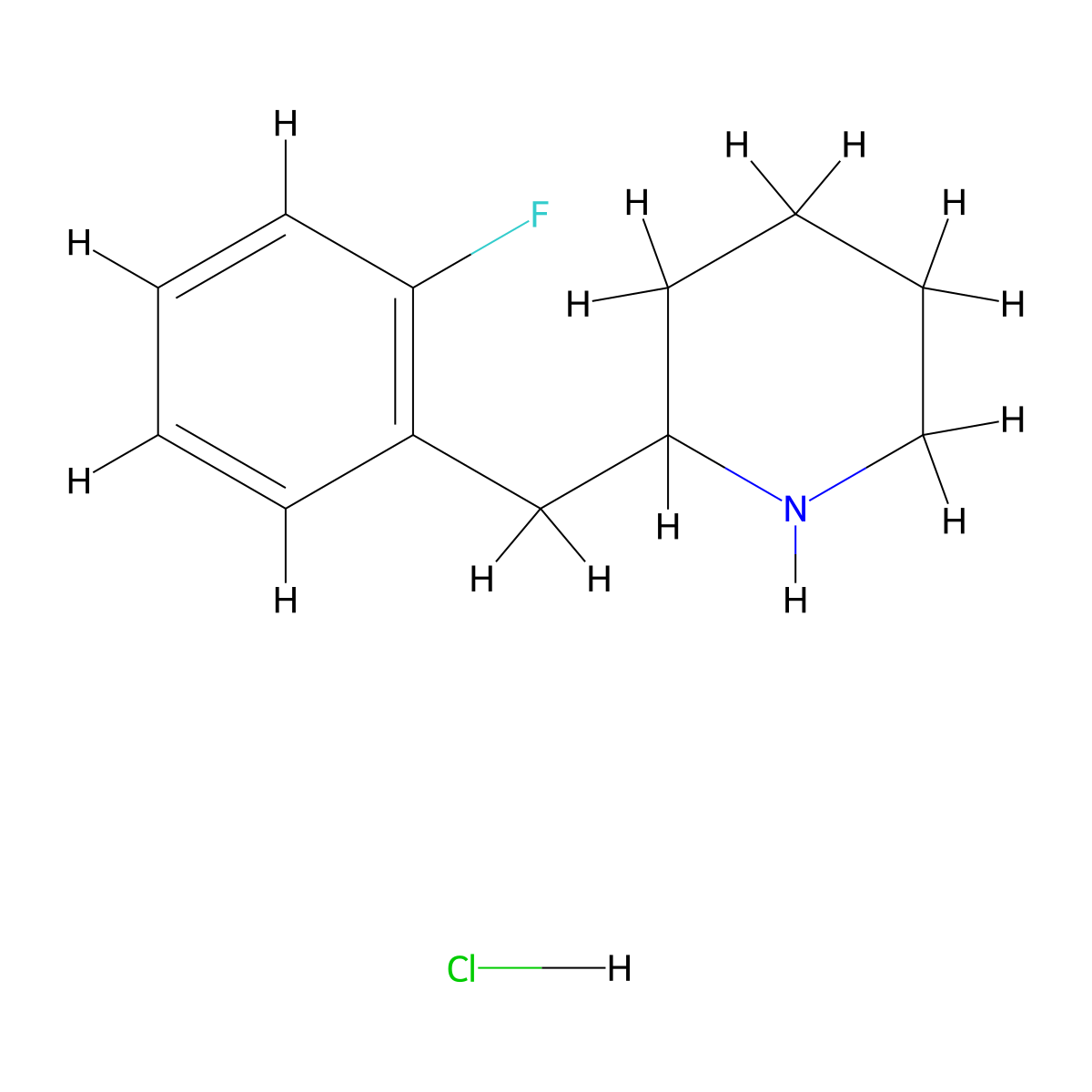 2-[(2-Fluorophenyl)methyl]piperidine hydrochloride molecular structure, CAS 1955492-78-0