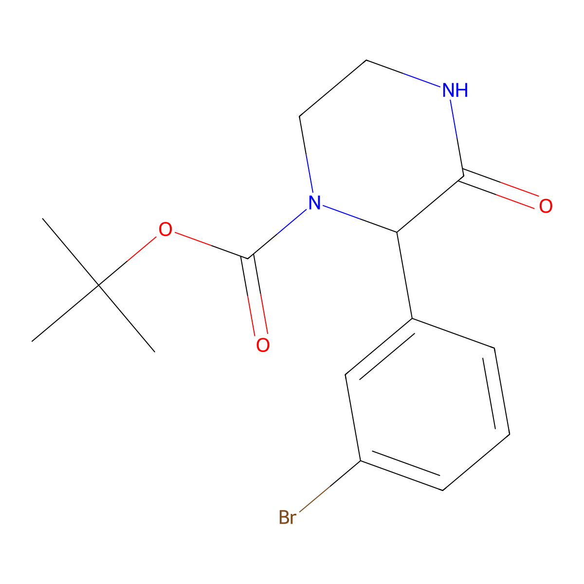Tert-butyl 2-(3-bromophenyl)-3-oxopiperazine-1-carboxylate molecular structure, CAS 1955492-82-6