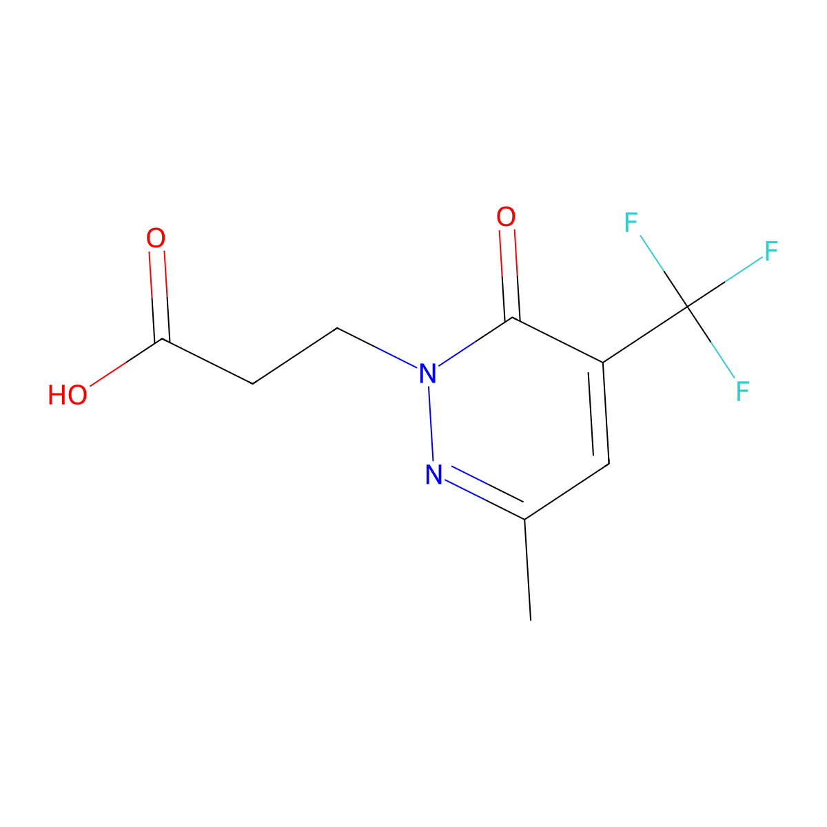 3-[3-Methyl-6-oxo-5-(trifluoromethyl)-1,6-dihydropyridazin-1-yl]propanoic acid molecular structure, CAS 1955492-99-5