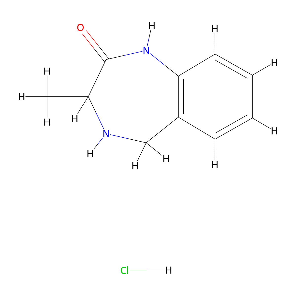 3-methyl-2,3,4,5-tetrahydro-1H-1,4-benzodiazepin-2-one hydrochloride molecular structure, CAS 1955493-03-4