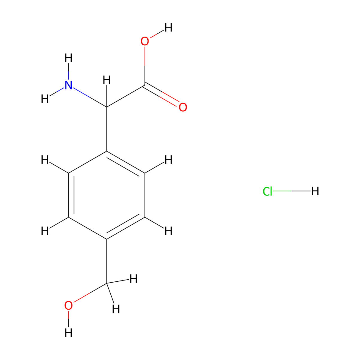 2-Amino-2-[4-(hydroxymethyl)phenyl]acetic acid hydrochloride molecular structure, CAS 1955493-26-1