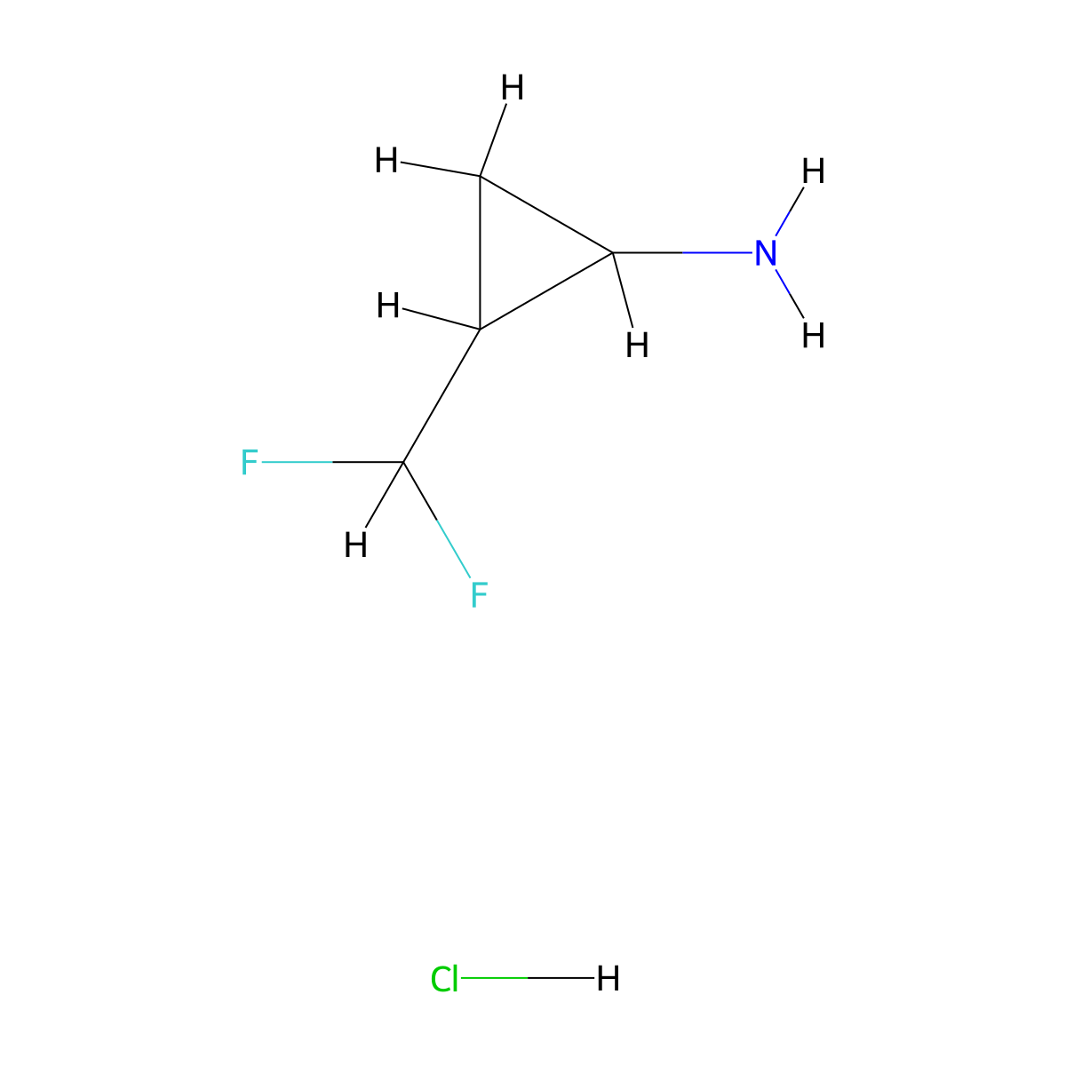 2-(Difluoromethyl)cyclopropan-1-amine hydrochloride molecular structure, CAS 1955493-28-3