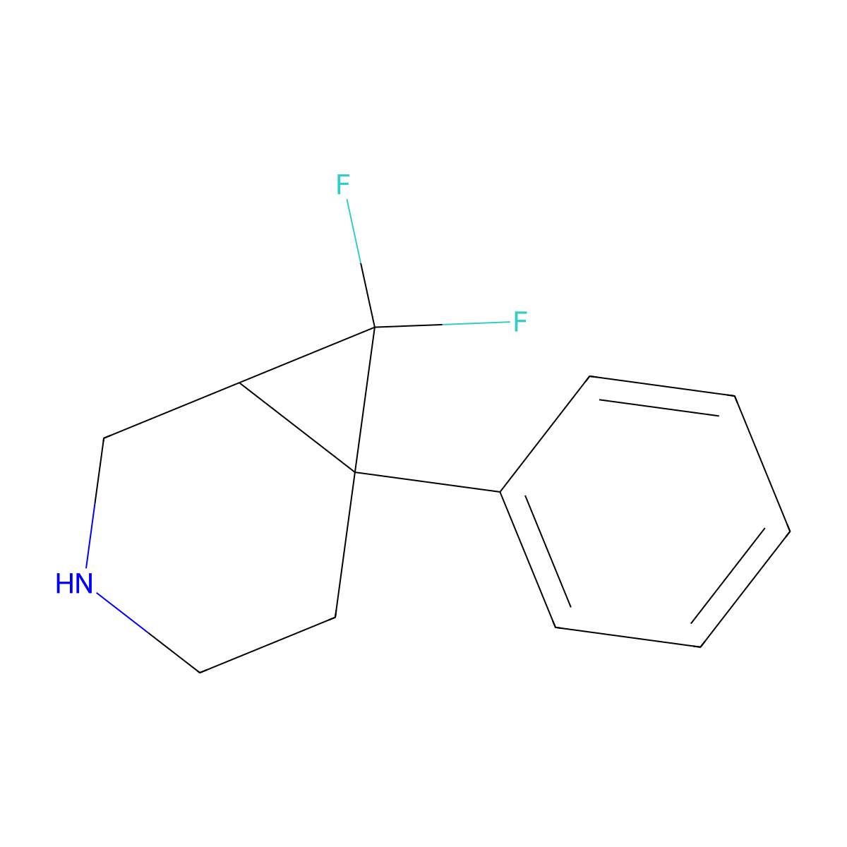 7,7-Difluoro-6-phenyl-3-azabicyclo[4.1.0]heptane molecular structure, CAS 1955493-47-6