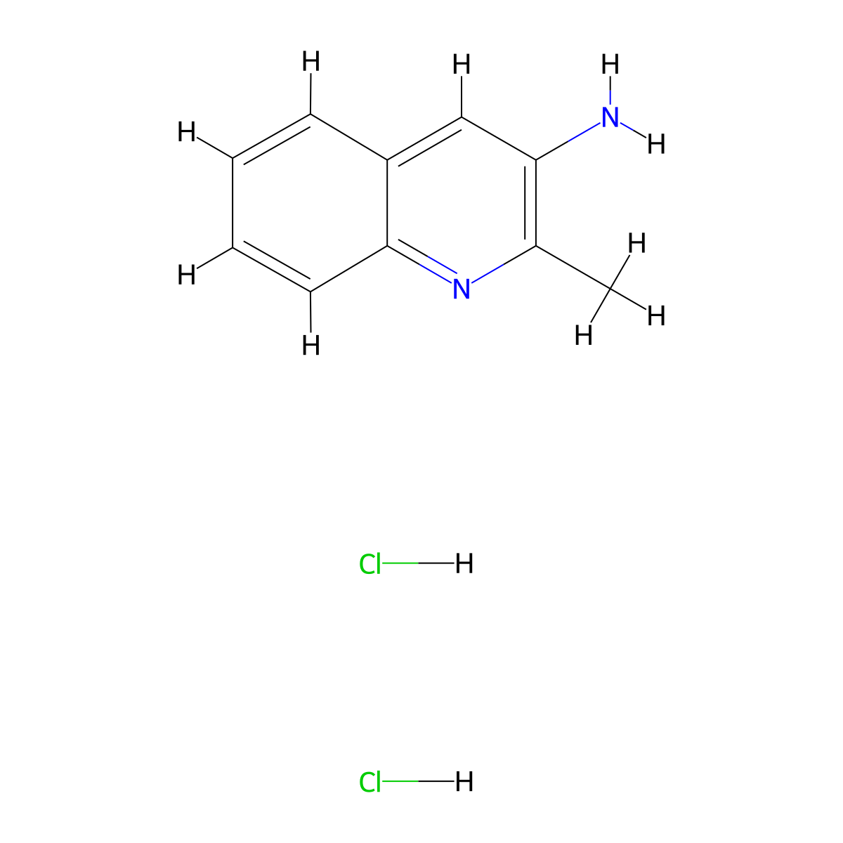 2-Methylquinolin-3-amine dihydrochloride molecular structure, CAS 1955493-49-8