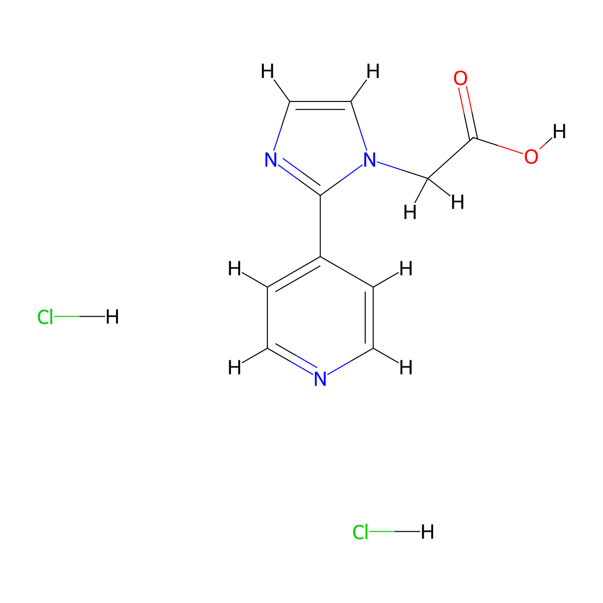 2-[2-(pyridin-4-yl)-1H-imidazol-1-yl]acetic acid dihydrochloride molecular structure, CAS 1955493-53-4