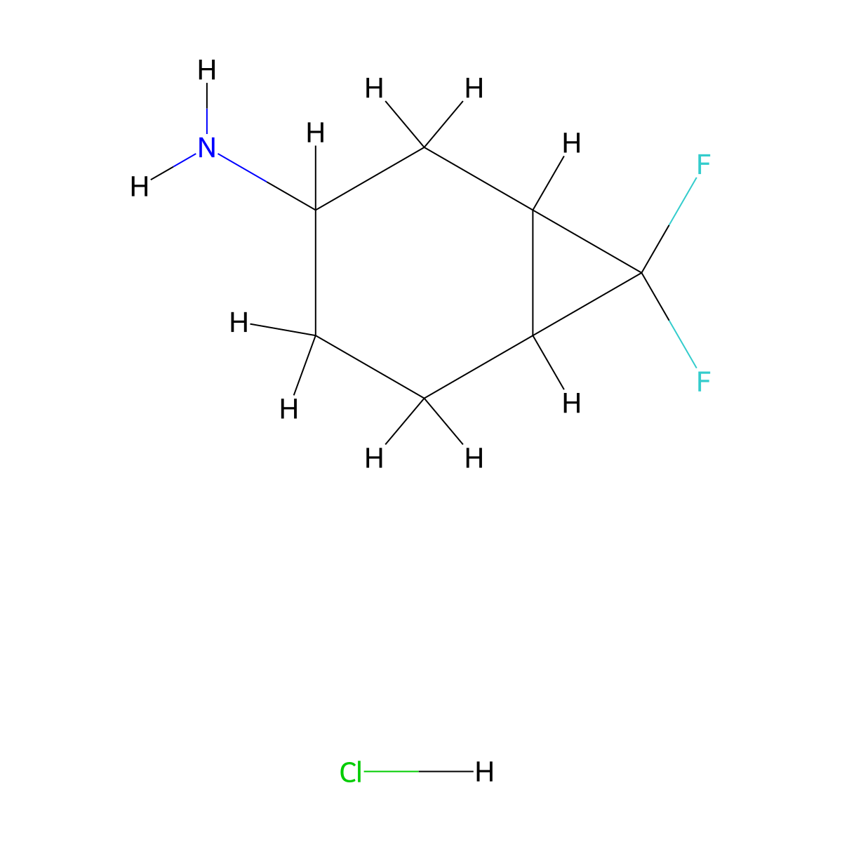 7,7-Difluorobicyclo[4.1.0]heptan-3-amine hydrochloride molecular structure, CAS 1955493-70-5