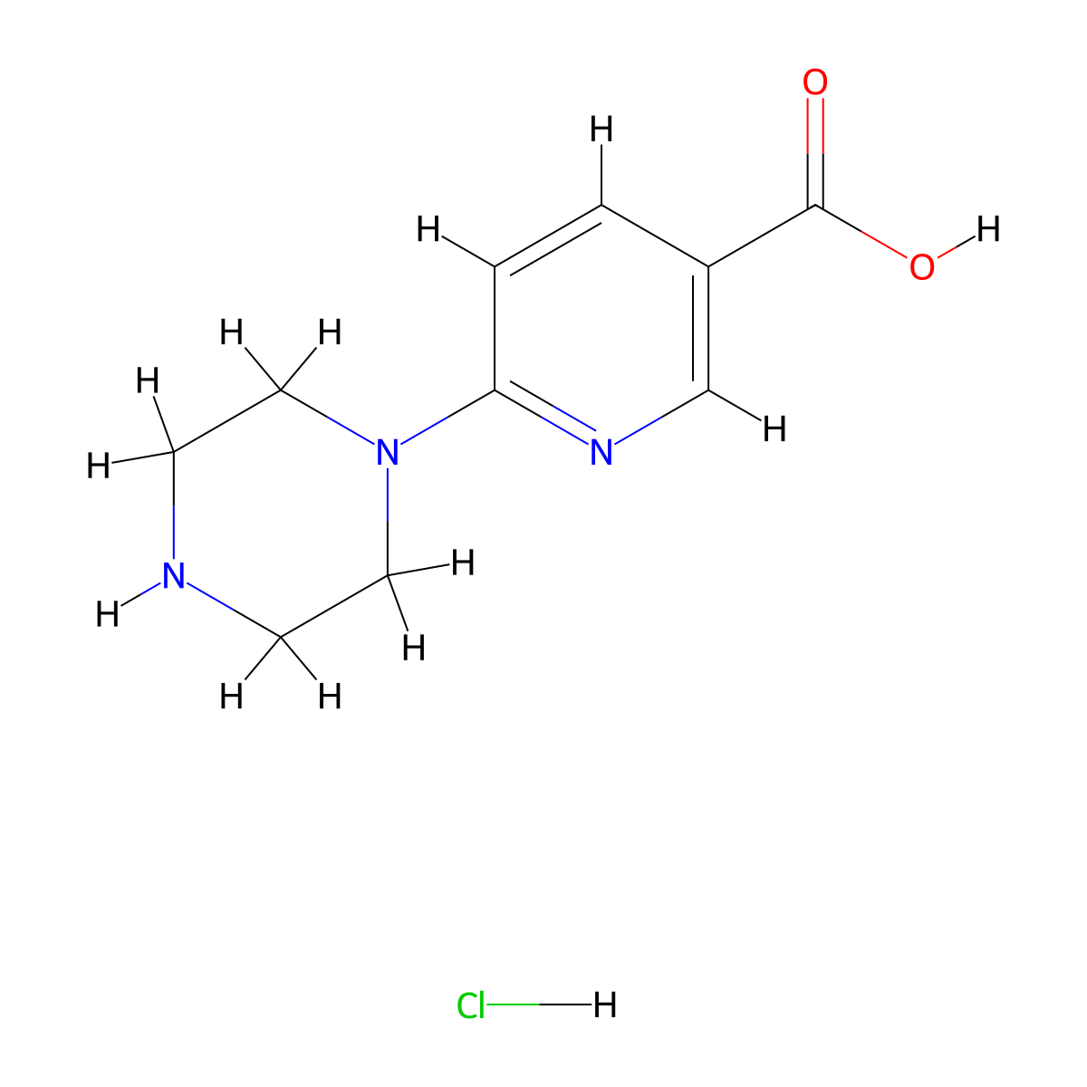 6-(Piperazin-1-yl)pyridine-3-carboxylic acid hydrochloride molecular structure, CAS 1955493-81-8