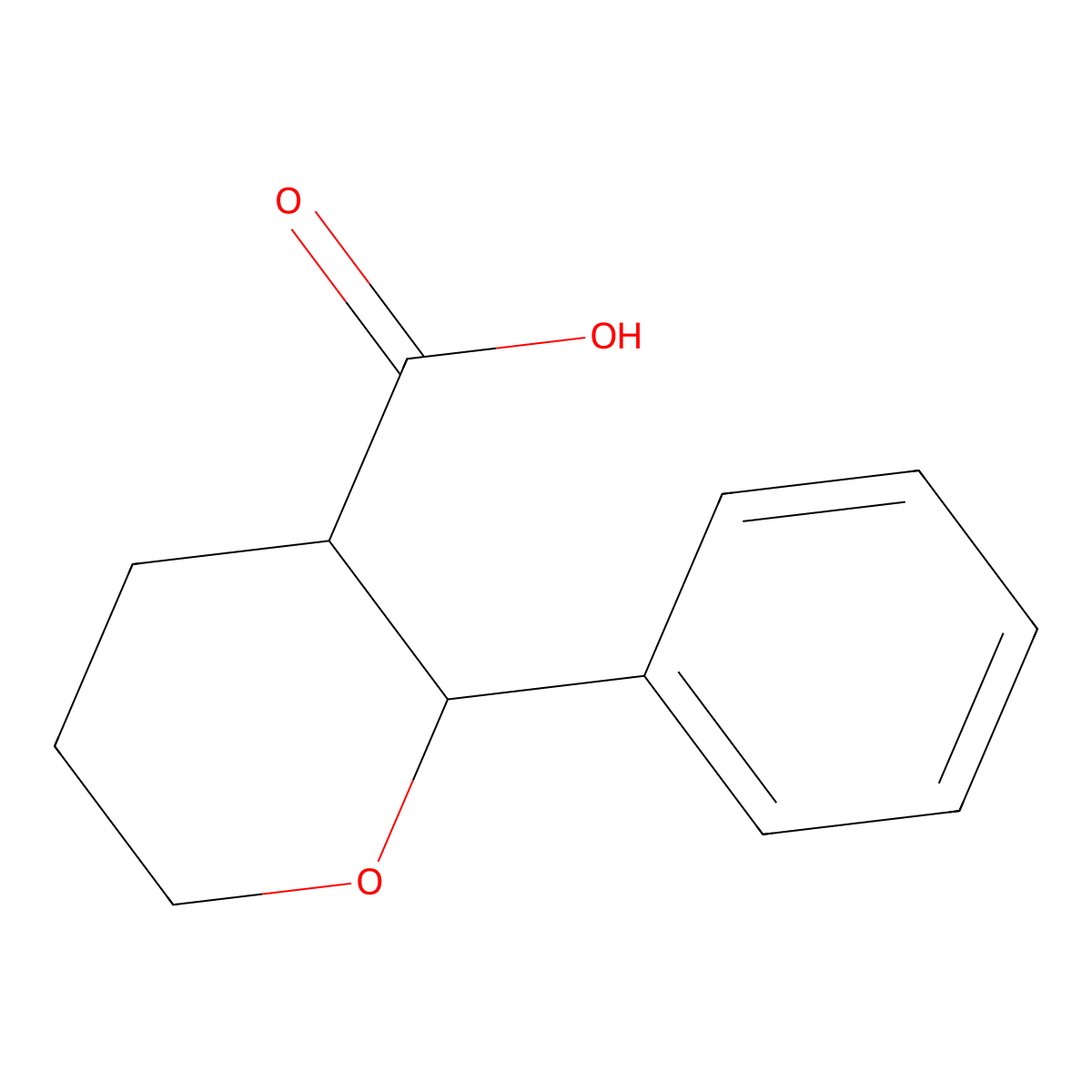 rac-(2R,3R)-2-phenyloxane-3-carboxylic acid molecular structure, CAS 1955493-87-4