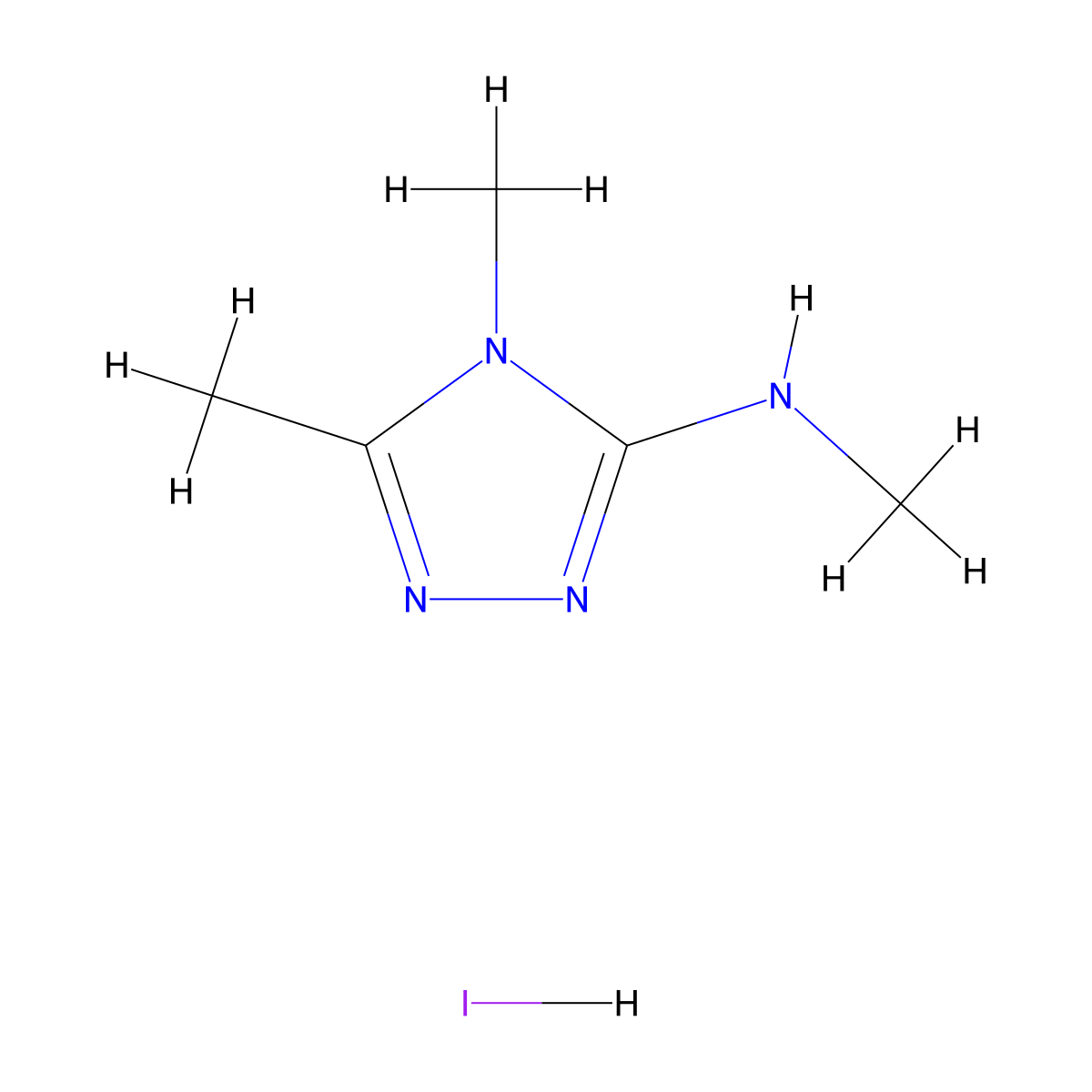 N,4,5-trimethyl-4H-1,2,4-triazol-3-amine hydroiodide molecular structure, CAS 1955493-97-6