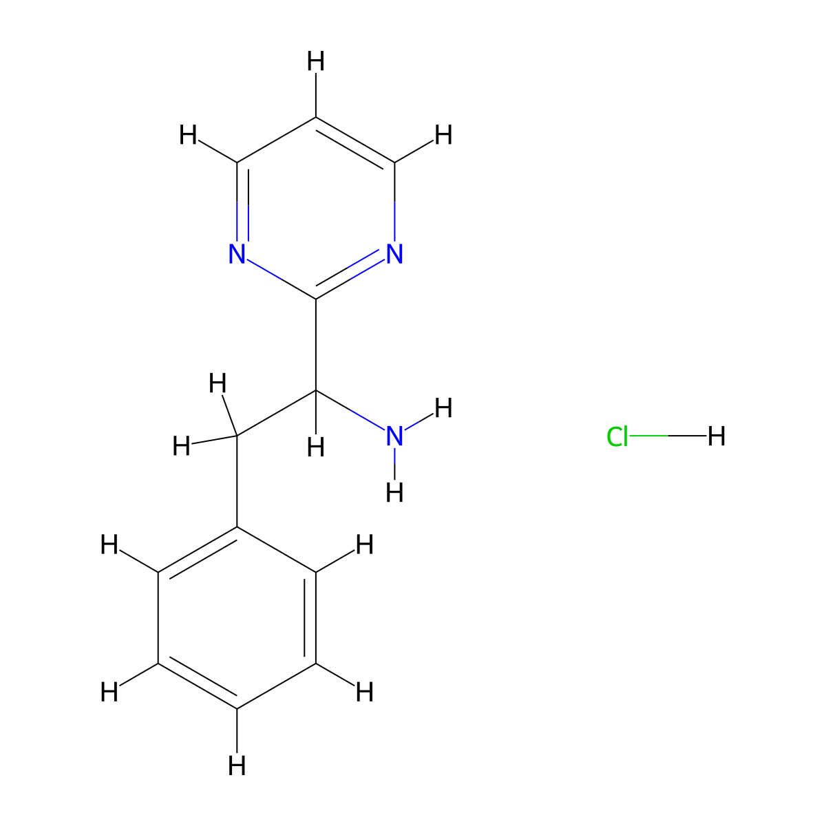 2-Phenyl-1-(pyrimidin-2-yl)ethan-1-amine hydrochloride molecular structure, CAS 1955494-13-9