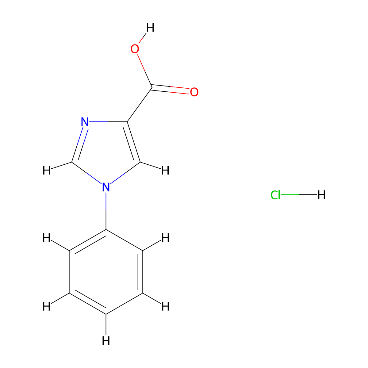 1-phenyl-1H-imidazole-4-carboxylic acid hydrochloride molecular structure, CAS 1955494-28-6