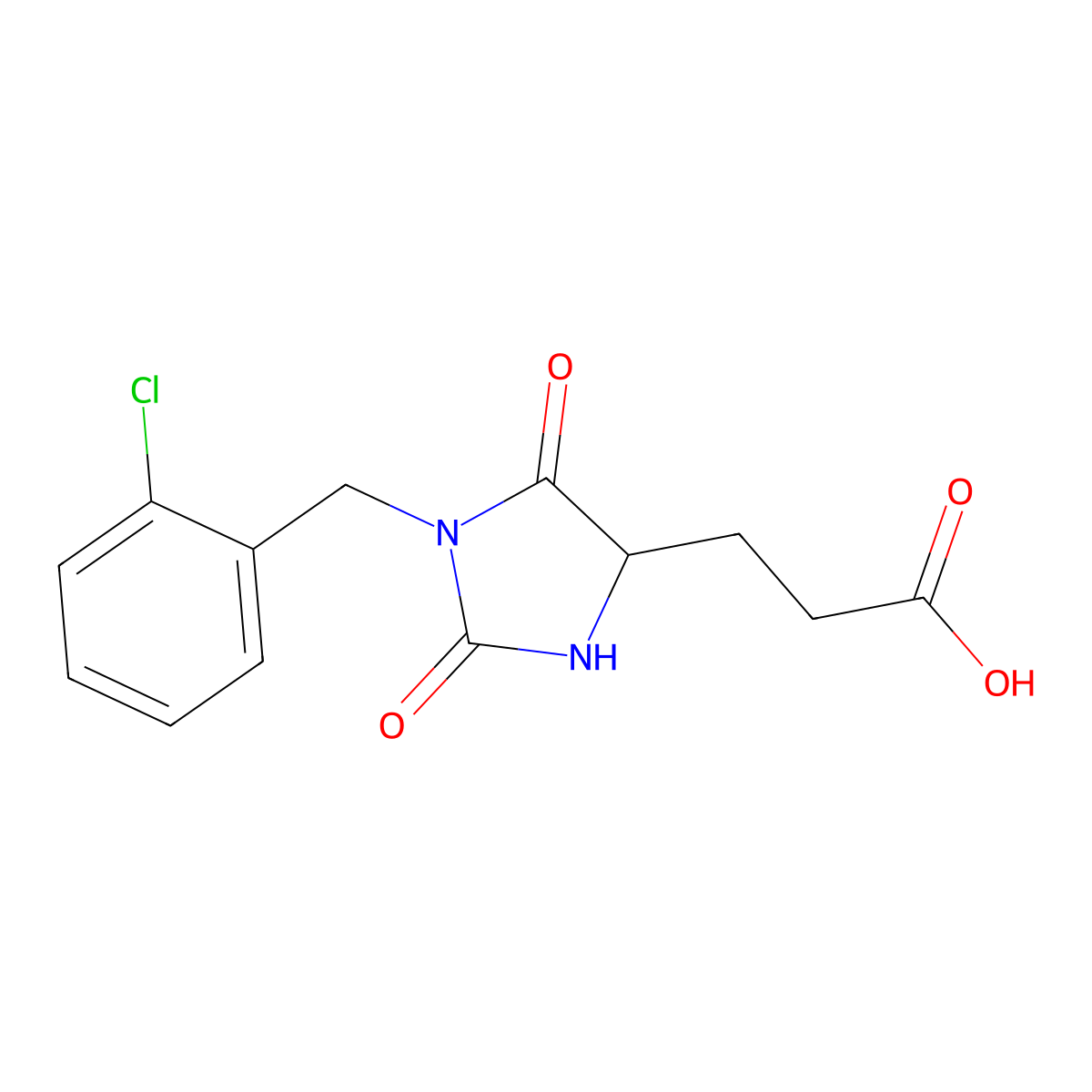 3-[1-(2-Chlorobenzyl)-2,5-dioxoimidazolidin-4-yl]propanoic acid molecular structure, CAS 1955494-59-3