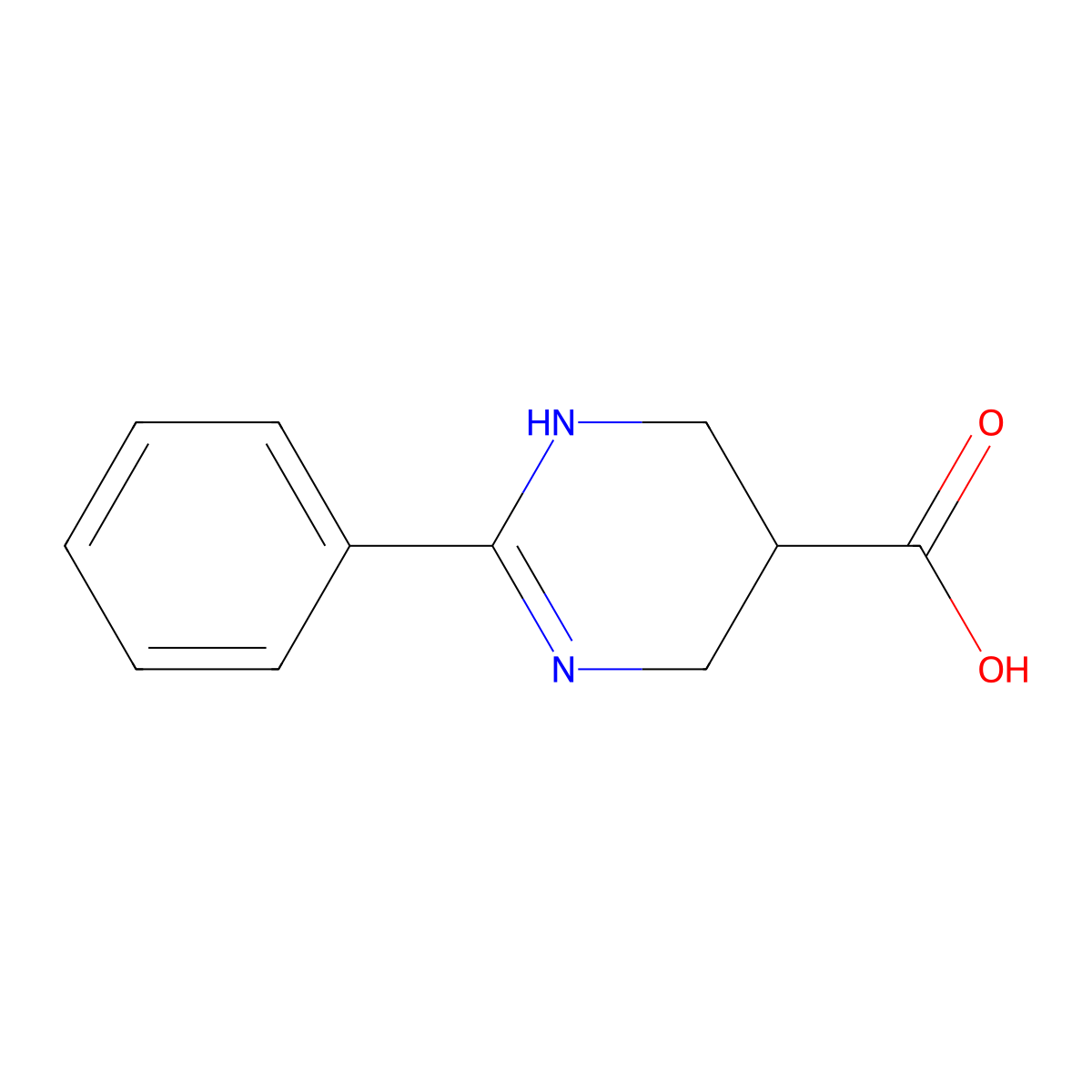 2-Phenyl-1,4,5,6-tetrahydropyrimidine-5-carboxylic acid molecular structure, CAS 1955494-66-2