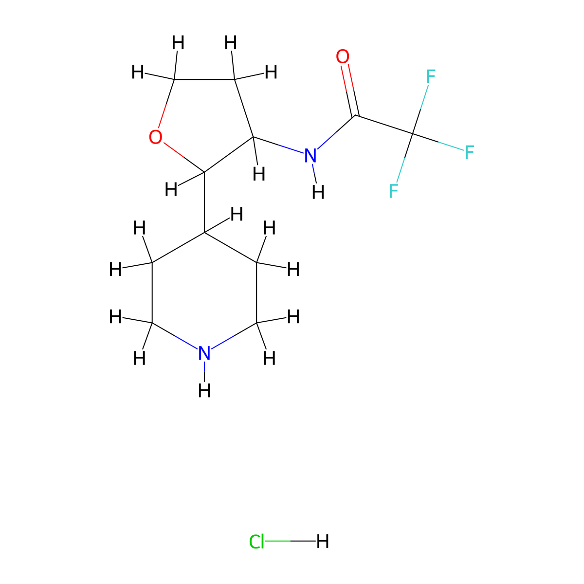2,2,2-Trifluoro-N-[2-(piperidin-4-yl)oxolan-3-yl]acetamide hydrochloride molecular structure, CAS 1955494-68-4