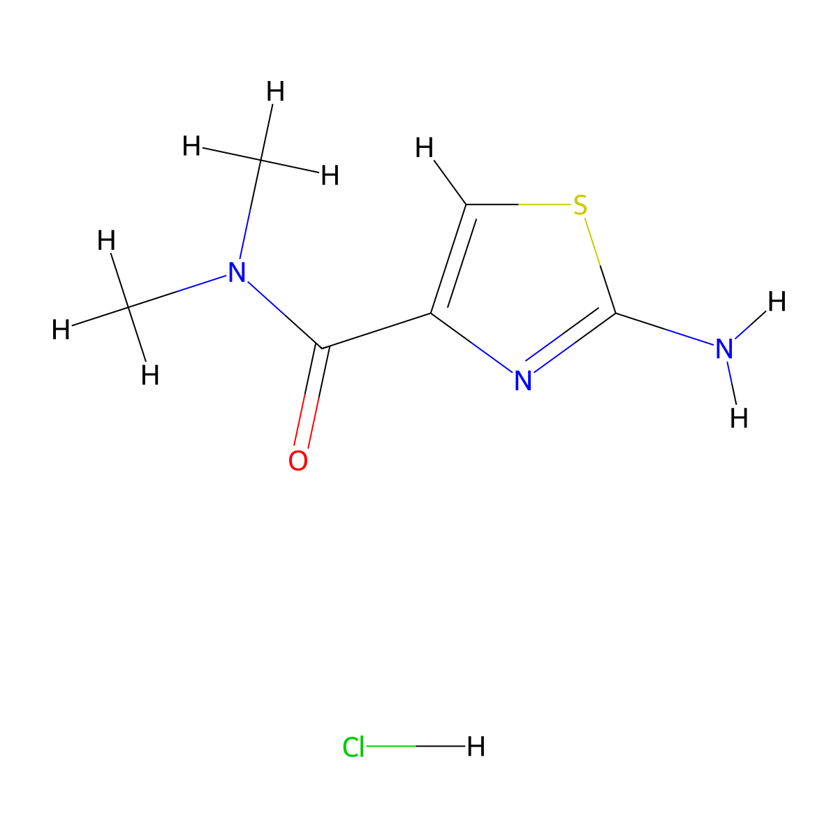 2-amino-N,N-dimethyl-1,3-thiazole-4-carboxamide hydrochloride molecular structure, CAS 1955497-90-1