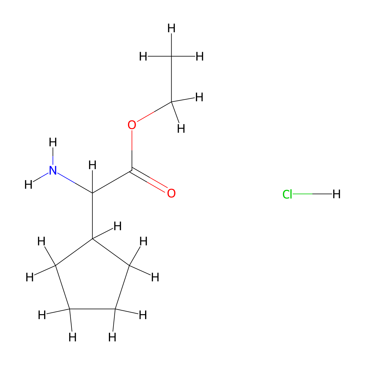 Ethyl 2-amino-2-cyclopentylacetate hydrochloride molecular structure, CAS 1955497-92-3