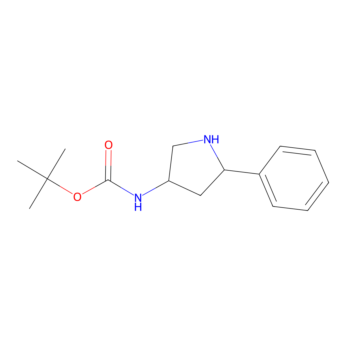 rac-tert-butyl N-[(3R,5R)-5-phenylpyrrolidin-3-yl]carbamate molecular structure, CAS 1955497-99-0