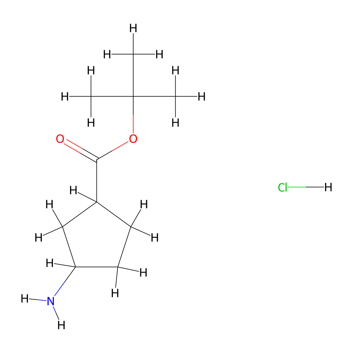 Tert-butyl 3-aminocyclopentane-1-carboxylate hydrochloride molecular structure, CAS 1955498-21-1