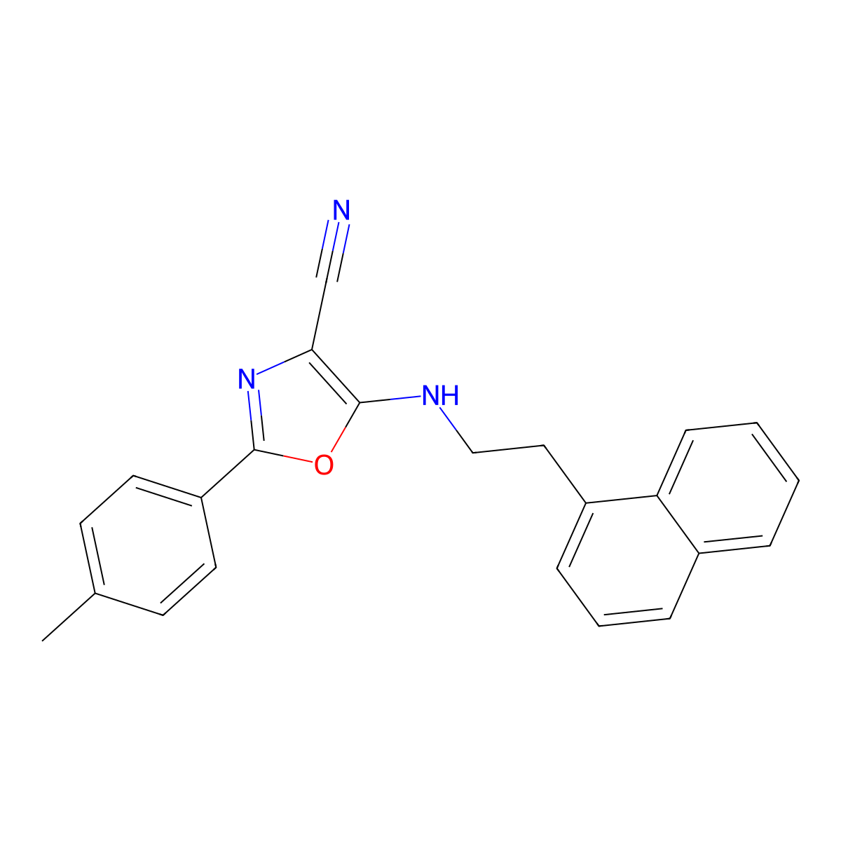 2-(4-Methylphenyl)-5-{[2-(naphthalen-1-yl)ethyl]amino}-1,3-oxazole-4-carbonitrile molecular structure, CAS 1955498-26-6