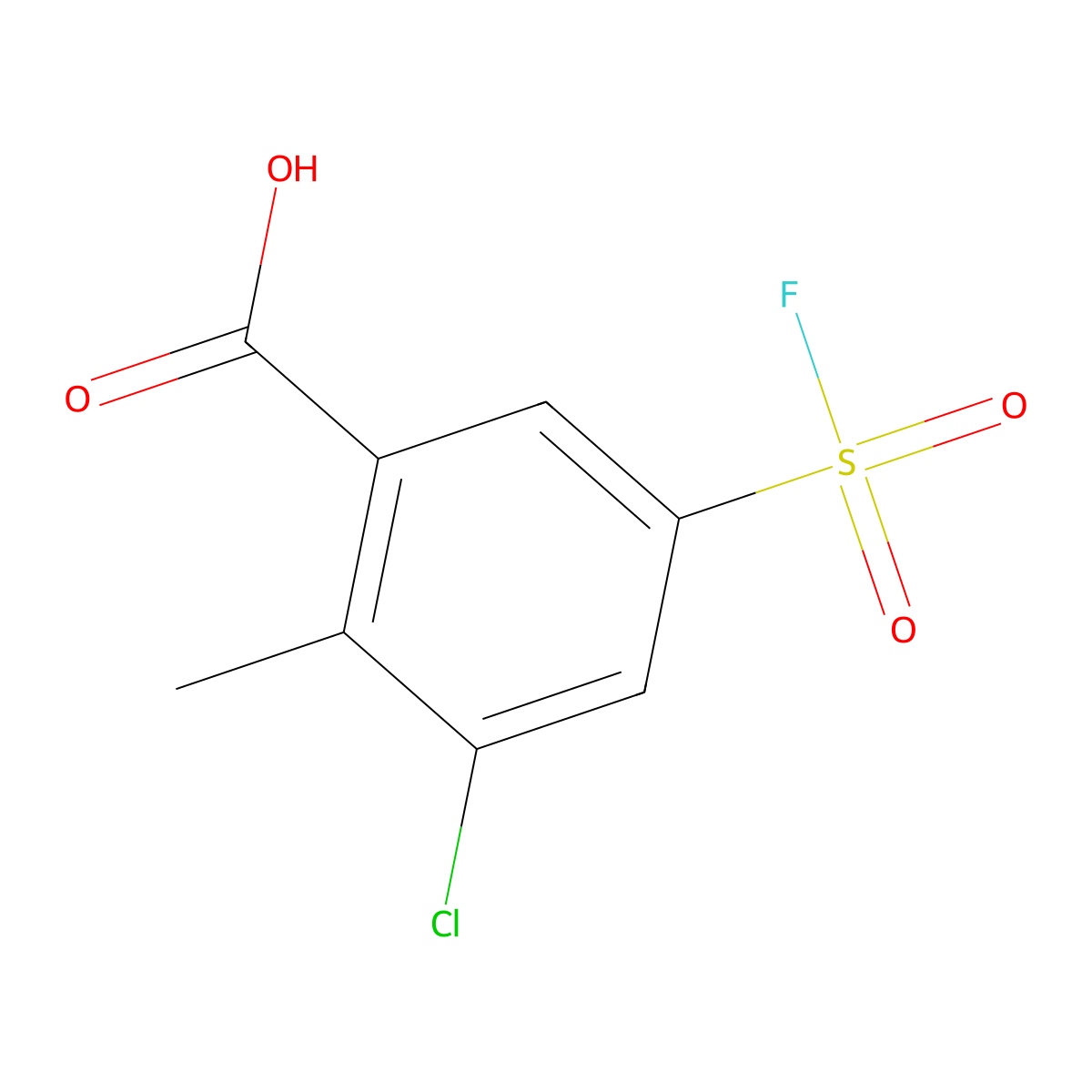 3-Chloro-5-(fluorosulfonyl)-2-methylbenzoic acid molecular structure, CAS 1955498-29-9