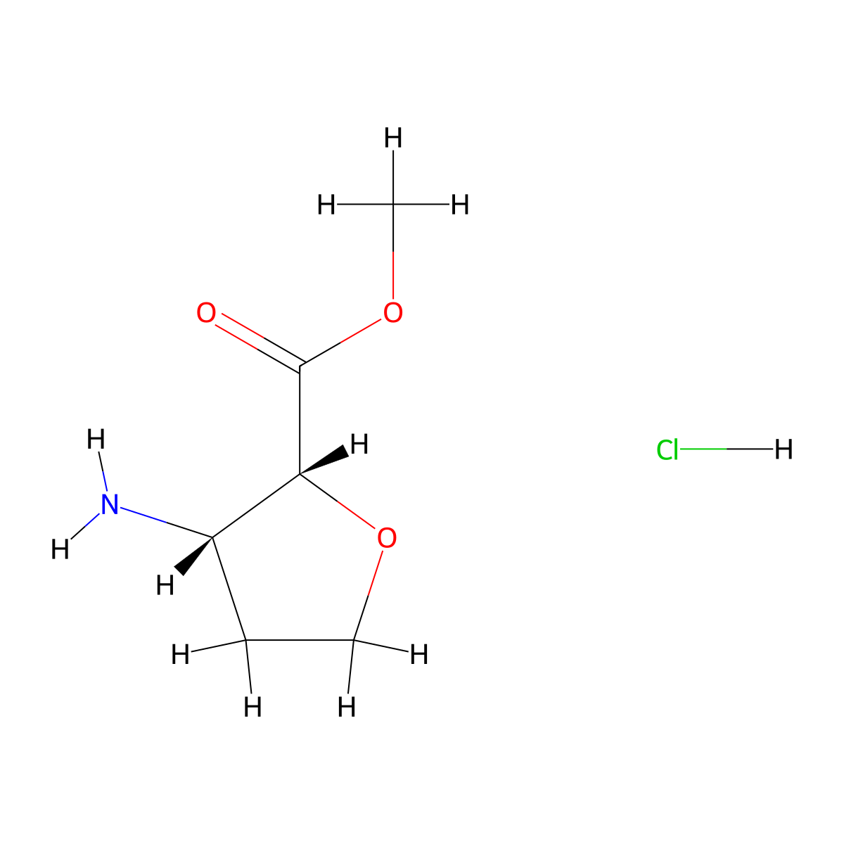 methyl (2R,3S)-3-aminooxolane-2-carboxylate;hydrochloride molecular structure, CAS 1955498-41-5