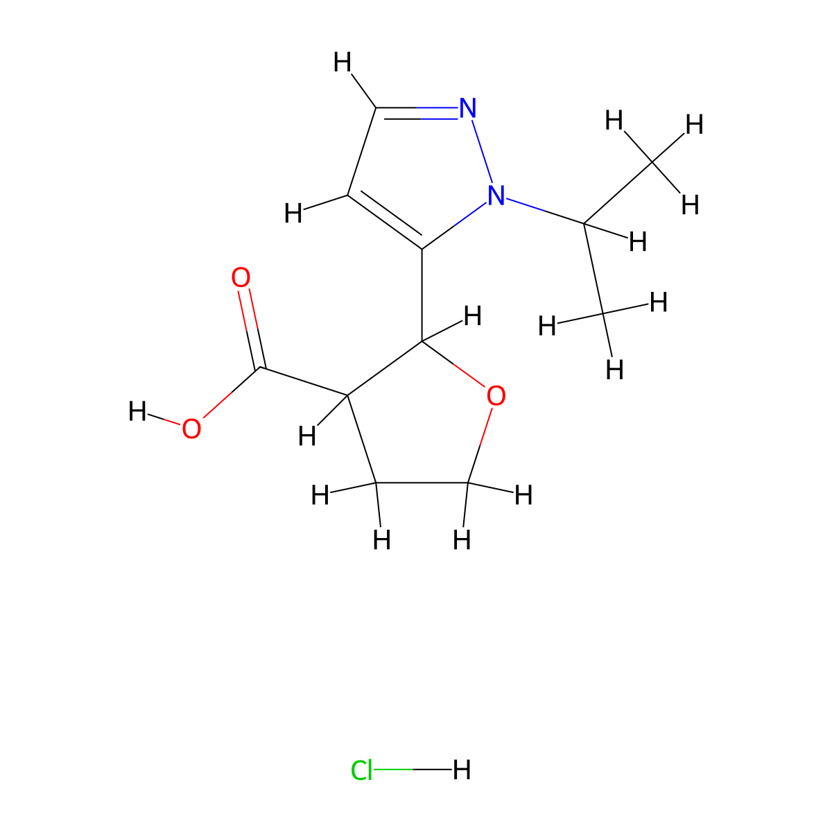 2-[1-(Propan-2-yl)-1H-pyrazol-5-yl]oxolane-3-carboxylic acid hydrochloride molecular structure, CAS 1955498-44-8