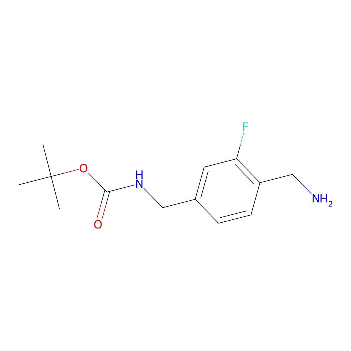 tert-Butyl N-{[4-(aminomethyl)-3-fluorophenyl]methyl}carbamate molecular structure, CAS 1955498-45-9