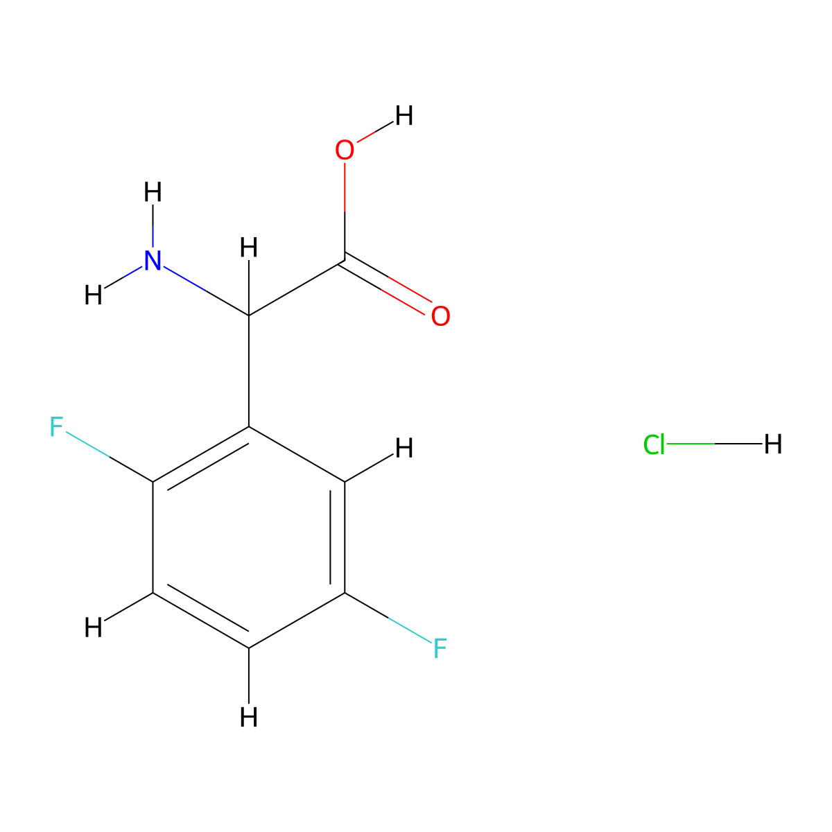 2-Amino-2-(2,5-difluorophenyl)acetic acid hydrochloride molecular structure, CAS 1955498-48-2