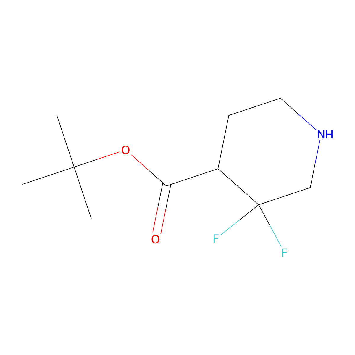Tert-butyl 3,3-difluoropiperidine-4-carboxylate molecular structure, CAS 1955498-59-5